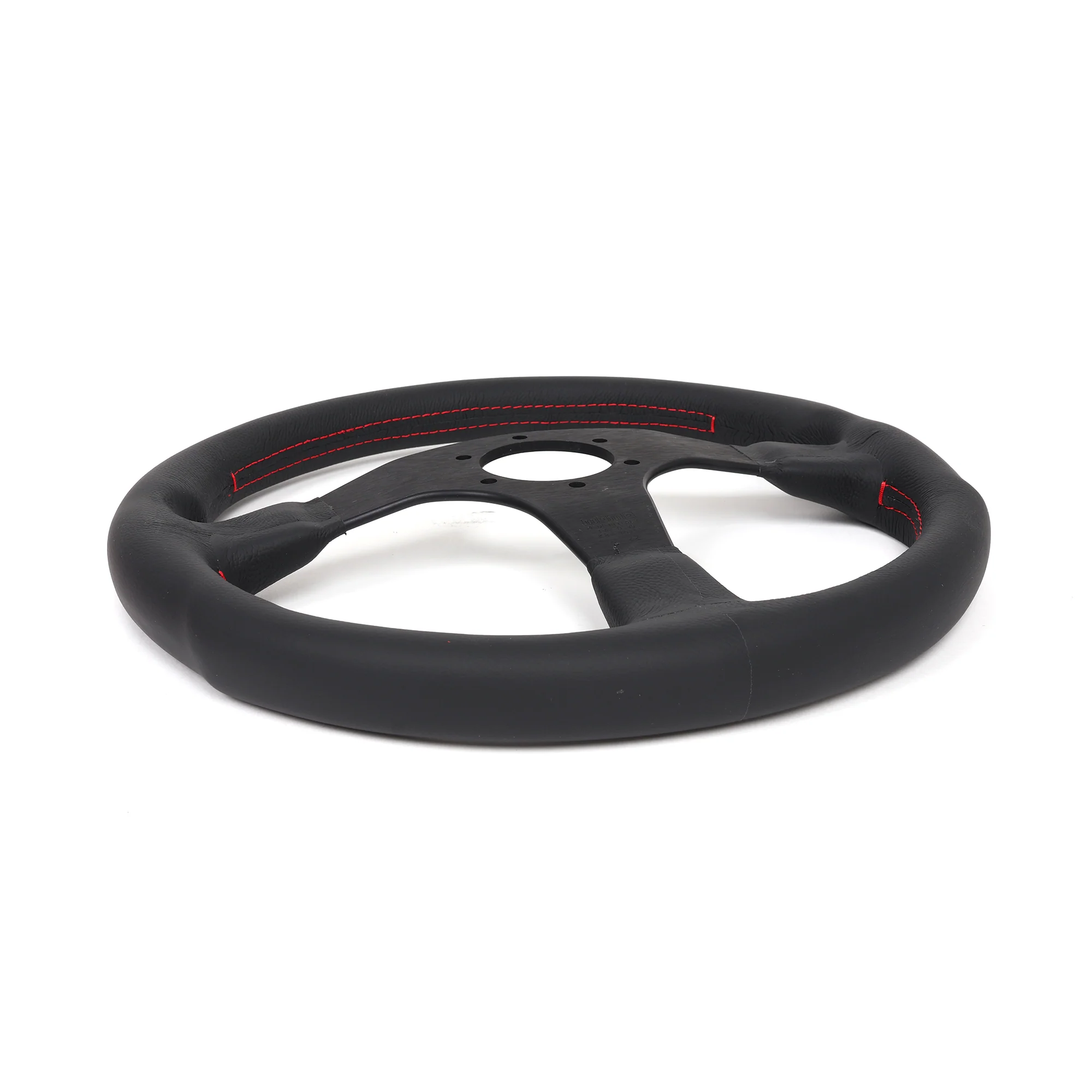 Momo Tuner Steering Wheel - Black Leather/Red Stitching - Image 3