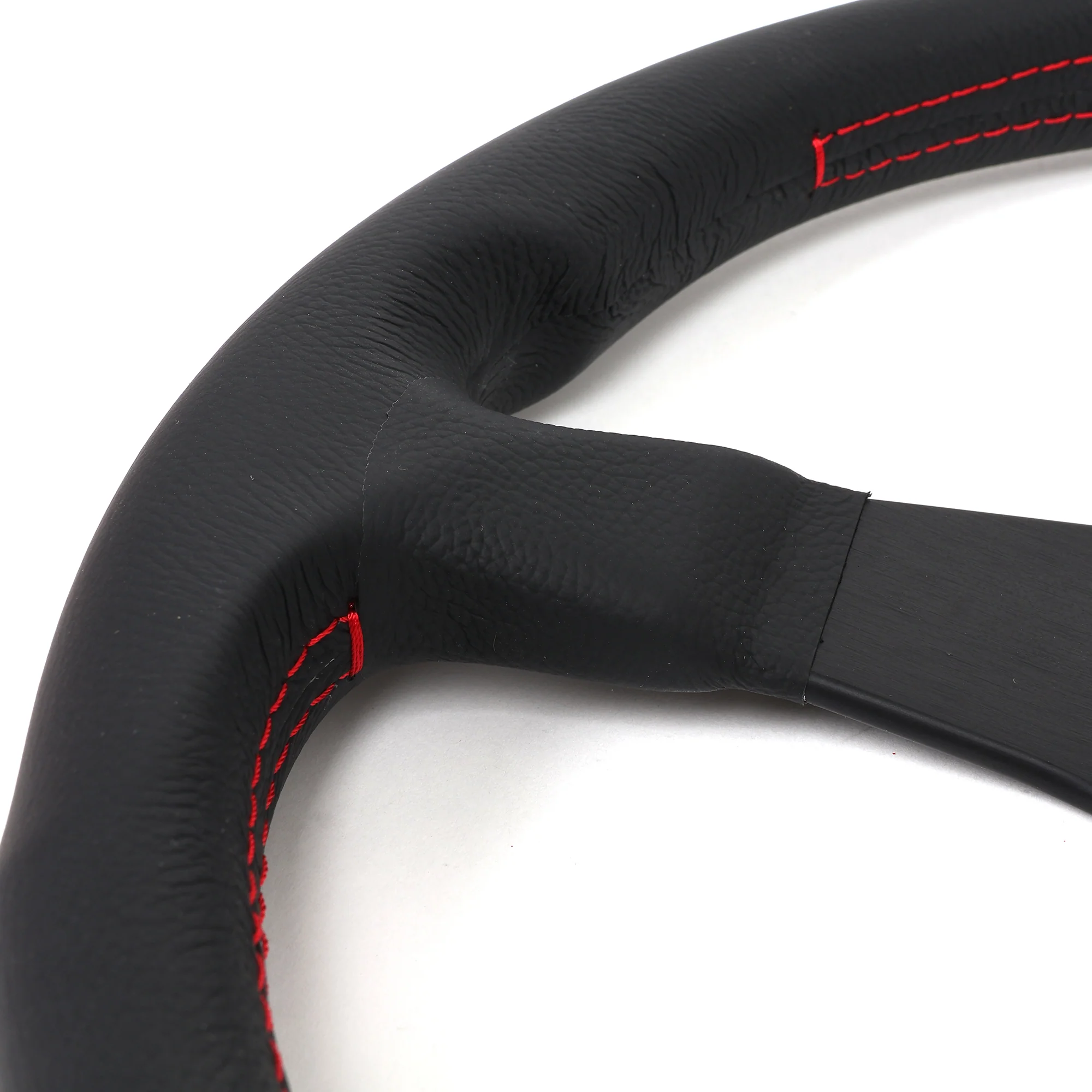 Momo Tuner Steering Wheel - Black Leather/Red Stitching - Image 7