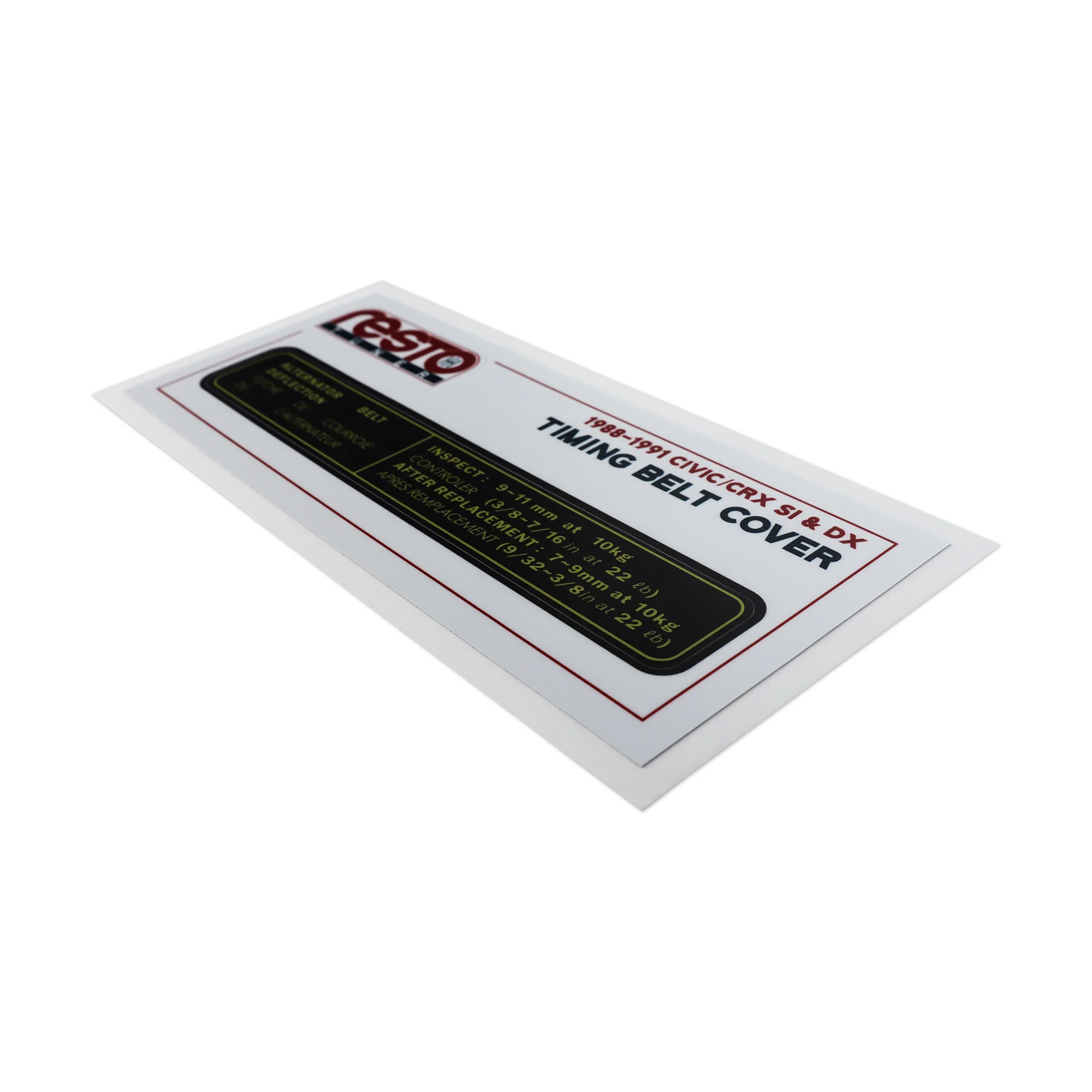 RestoTuner 1988-1991 Civic/CRX DX & Si Timing Cover Replacement Decal - Image 2