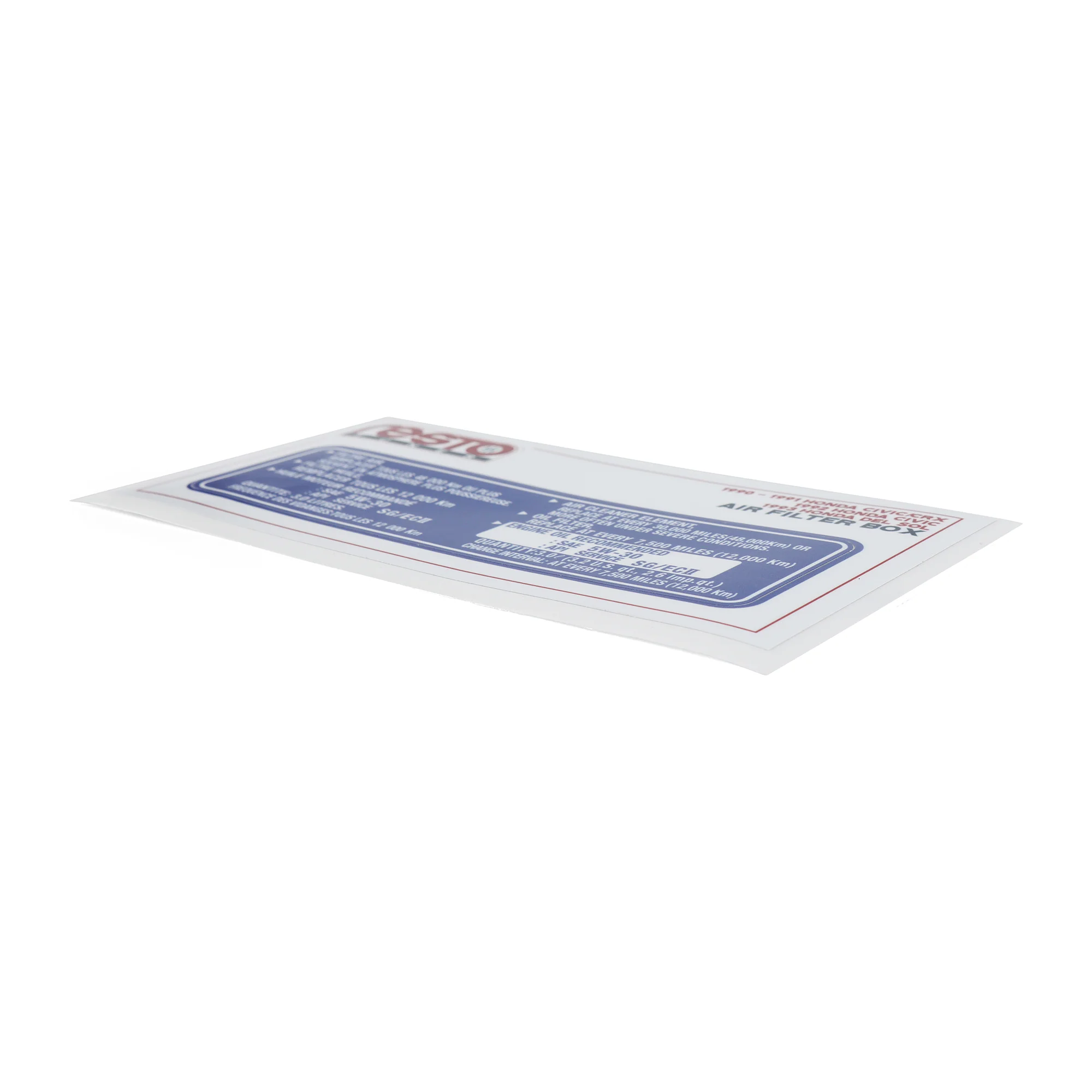 RestoTuner 1990 - 1991 Honda Civic/CRX Air Filter Box Replacement Decal - Image 2