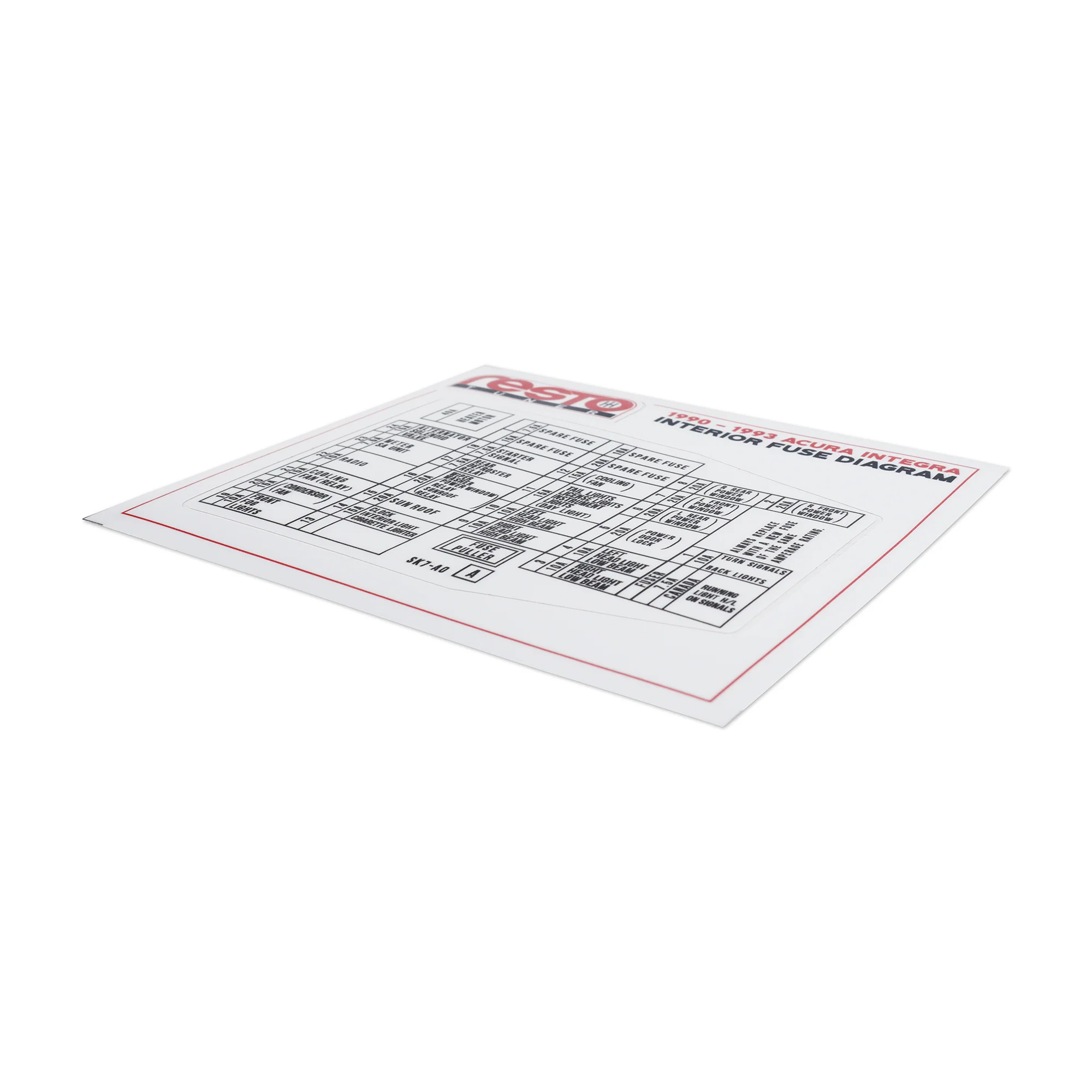 RestoTuner Replacement Interior Fuse Box Decal for 90-93 Integra - Image 3