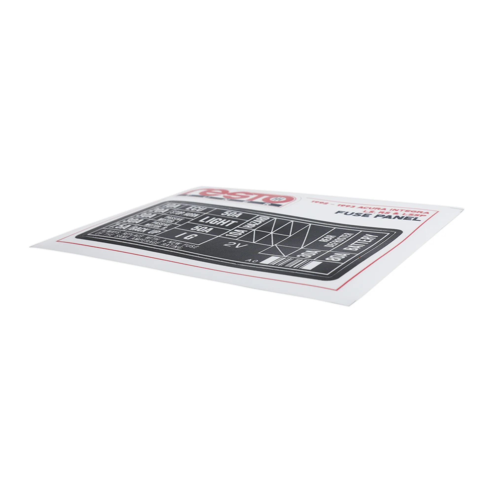 RestoTuner 1990-93 Integra Engine Fuse Replacement Decal - Image 6