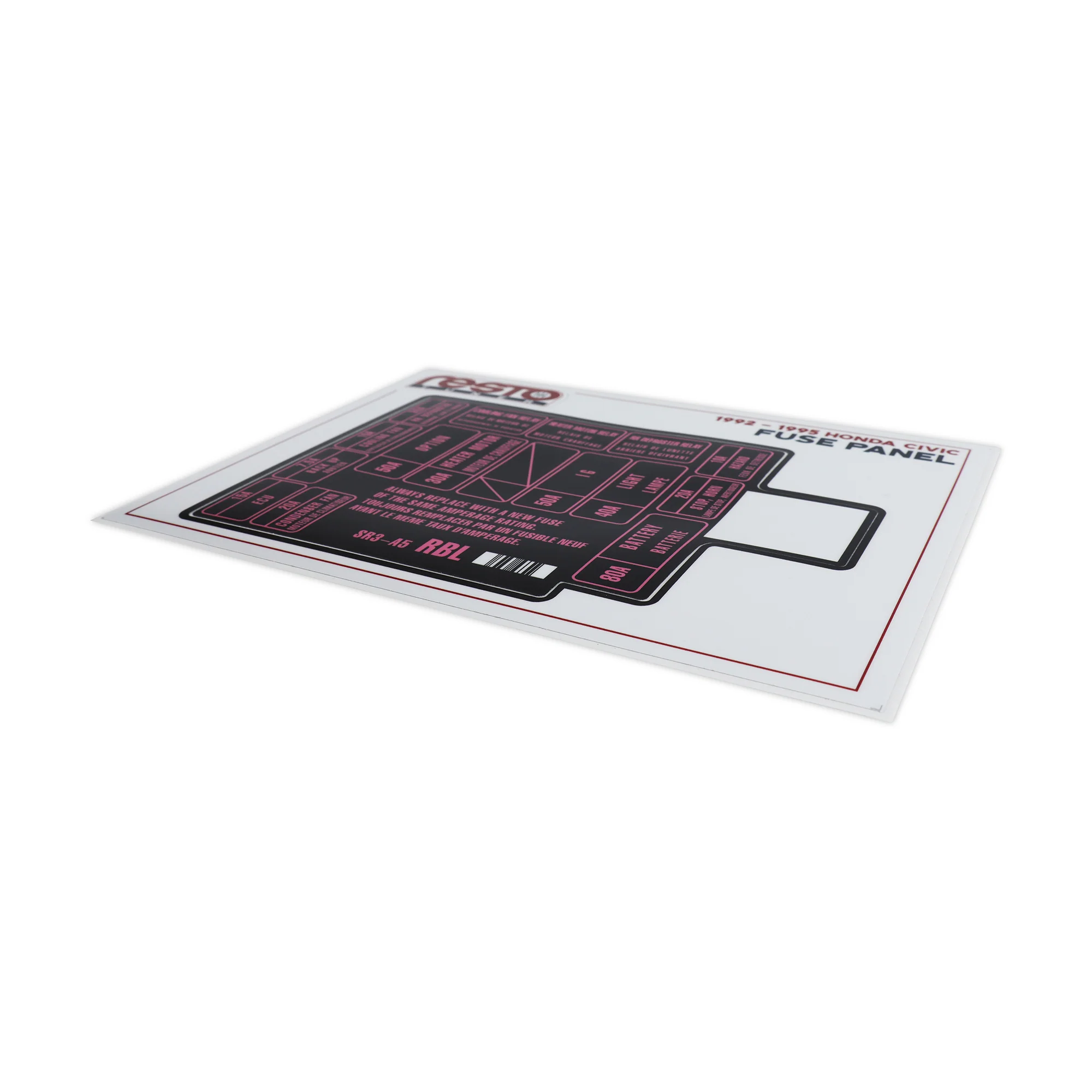 RestoTuner 1992-1995 Honda Civic Engine Fuse Replacement Decal - Image 2