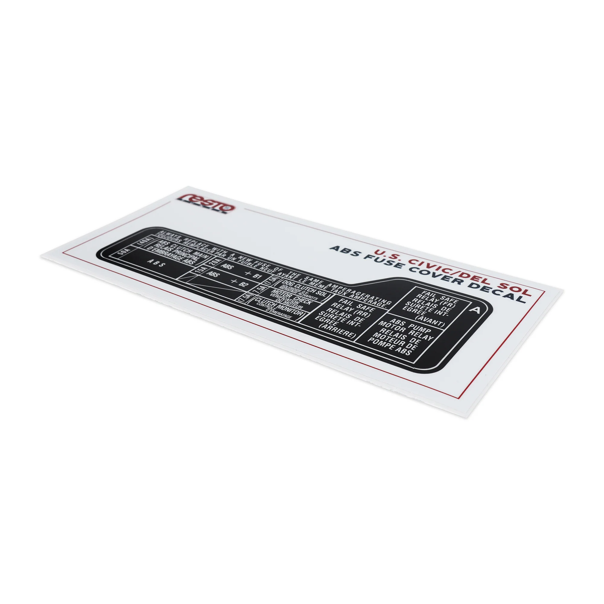 RestoTuner ABS Fuse Box Cover Replacement Decal - Image 2