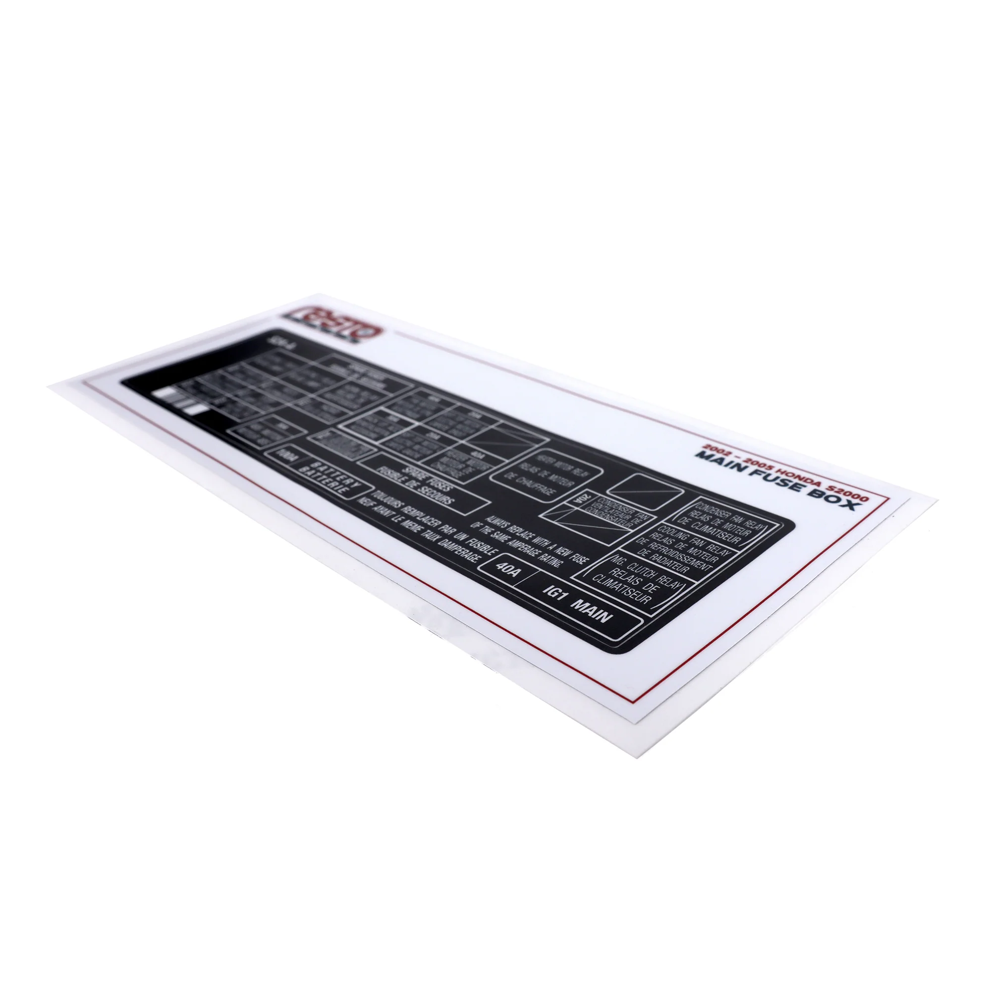 RestoTuner Honda S2000 Engine Bay Fuse Box Replacement Decal - Image 6