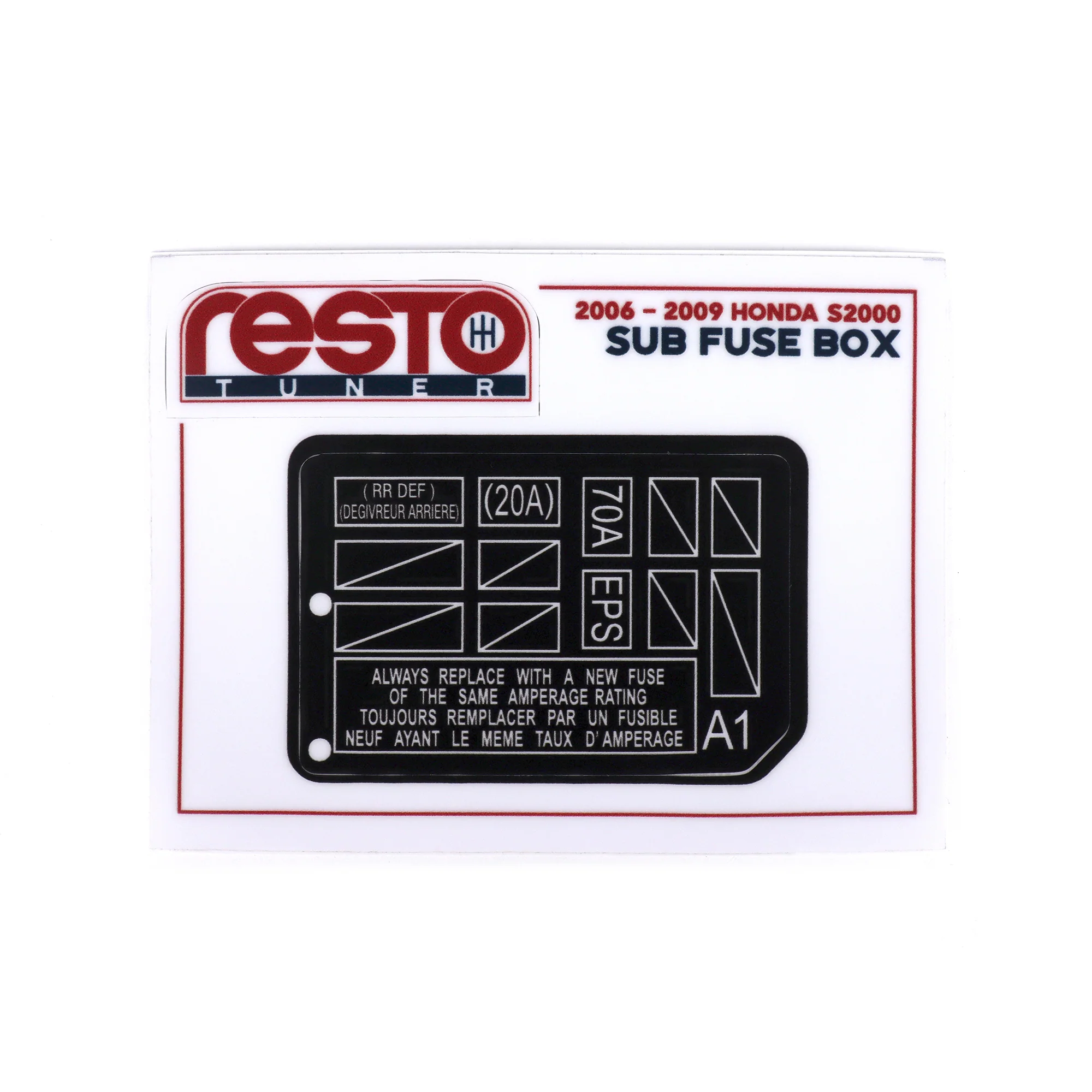RestoTuner Honda S2000 Engine Bay Fuse Box Replacement Decal - Image 9
