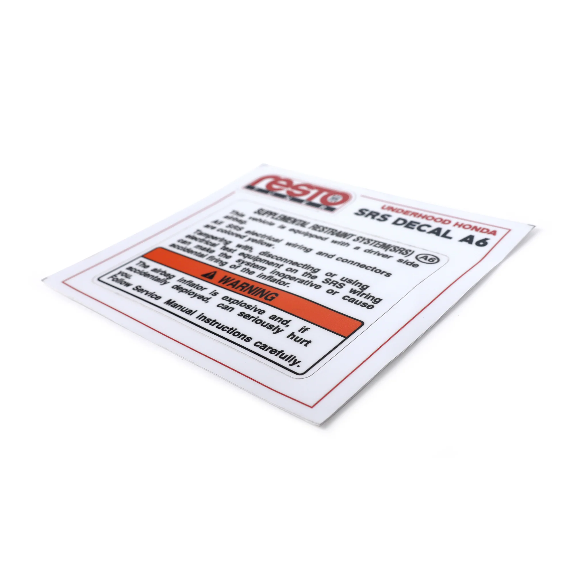 RestoTuner Honda SRS Underhood Decal A6 (Driver Side Airbag Only) - Image 2