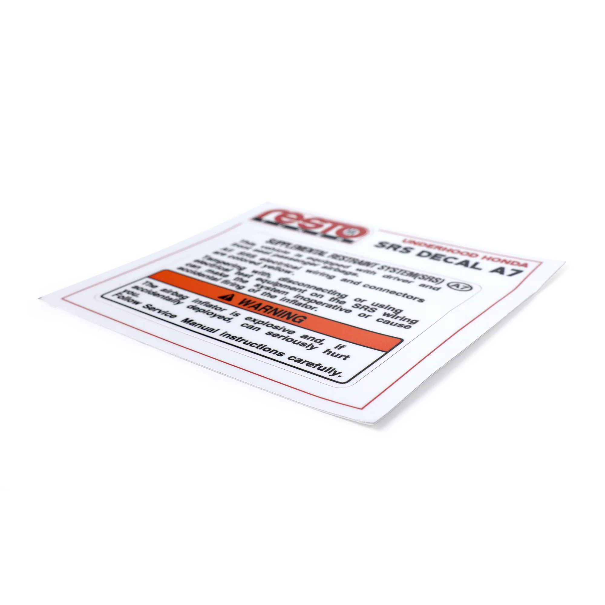 RestoTuner Honda SRS Underhood Decal A7 (Driver and Passenger Side Airbag) - Image 2